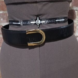 Elegant Black Belt with Gold Buckle